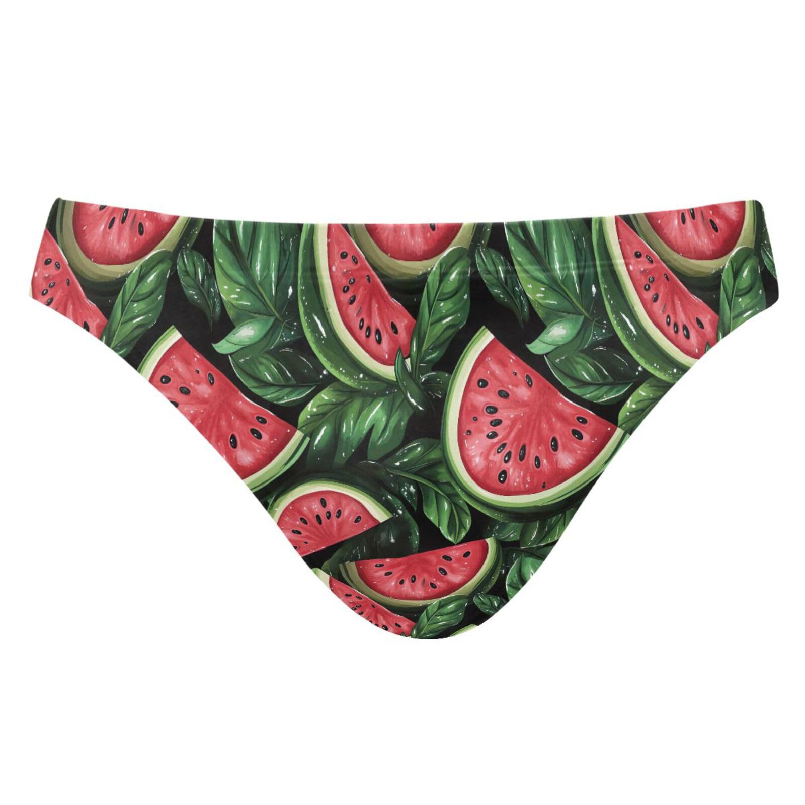 Men's Watermelon Slices and Green Leaves Swim Briefs Bikini Swimsuit S 202b7470