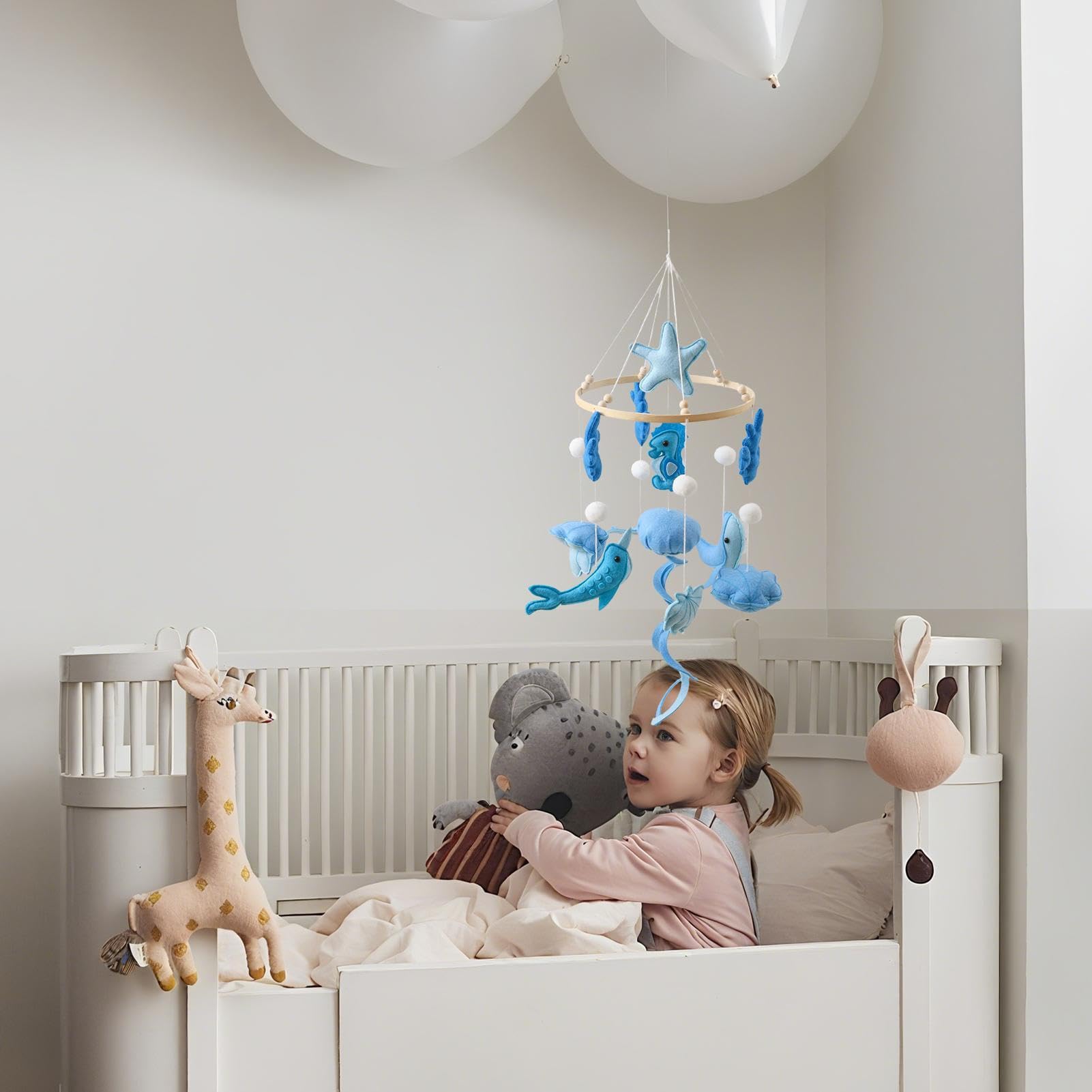 Mobile per culla da appendere al soffitto, tema marino, sensoriale | Mobile a culla fatto a mano per la cameretta dei bambini, genitori appena sfornati, box, passeggino, oggetti di scena