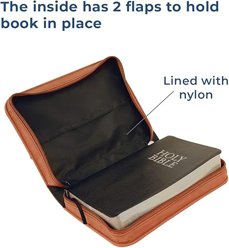 Miniatura 3 de Funda de piel sintética grande personalizada con asa y cremallera  Libro personalizadocubierta de Biblia  Grabado láser personalizado