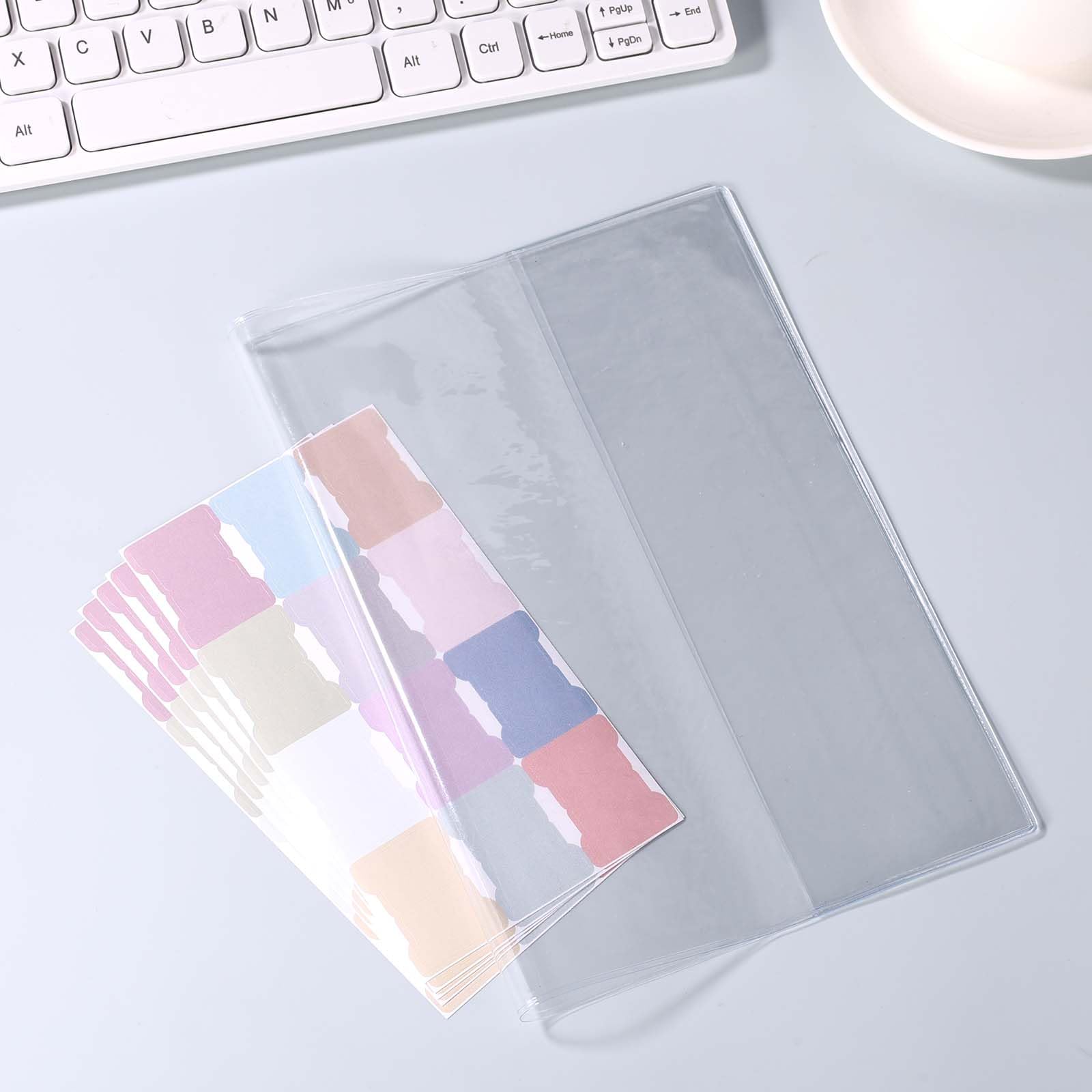 2szt Przeźroczyste Okładka Planer dla Hobonichi A6, 23x15,7cm Przejrzyste PVC Planer Osłona Okładka z 5 Puste Etykiety Naklejki Wodoodporny Pyłoszczelny Ochronne Pokrowce dla Hobonichi