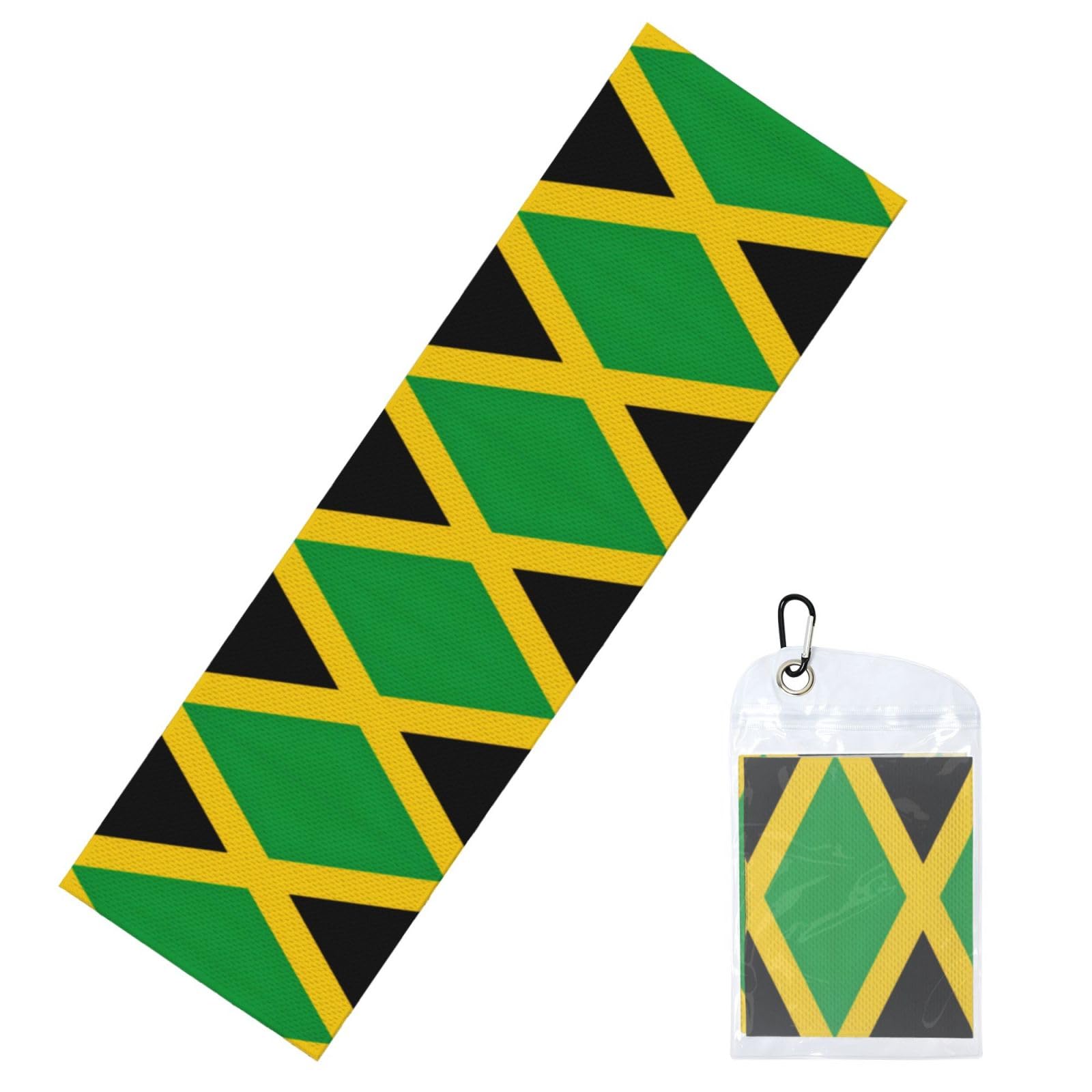Gaxfjru Black Jamaica Flag Cooling Towels For Neck And Face,Quick Dry Towel,Super Absorbent Sweat Towels For Gym And Sports
