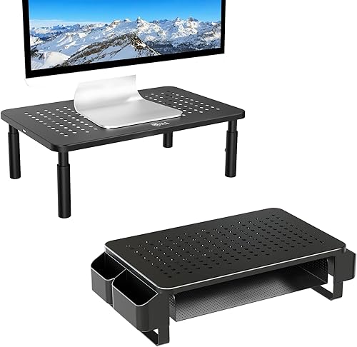 WALI Bundles-Soporte elevador para monitor y soporte para monitor de computadora con almacenamiento