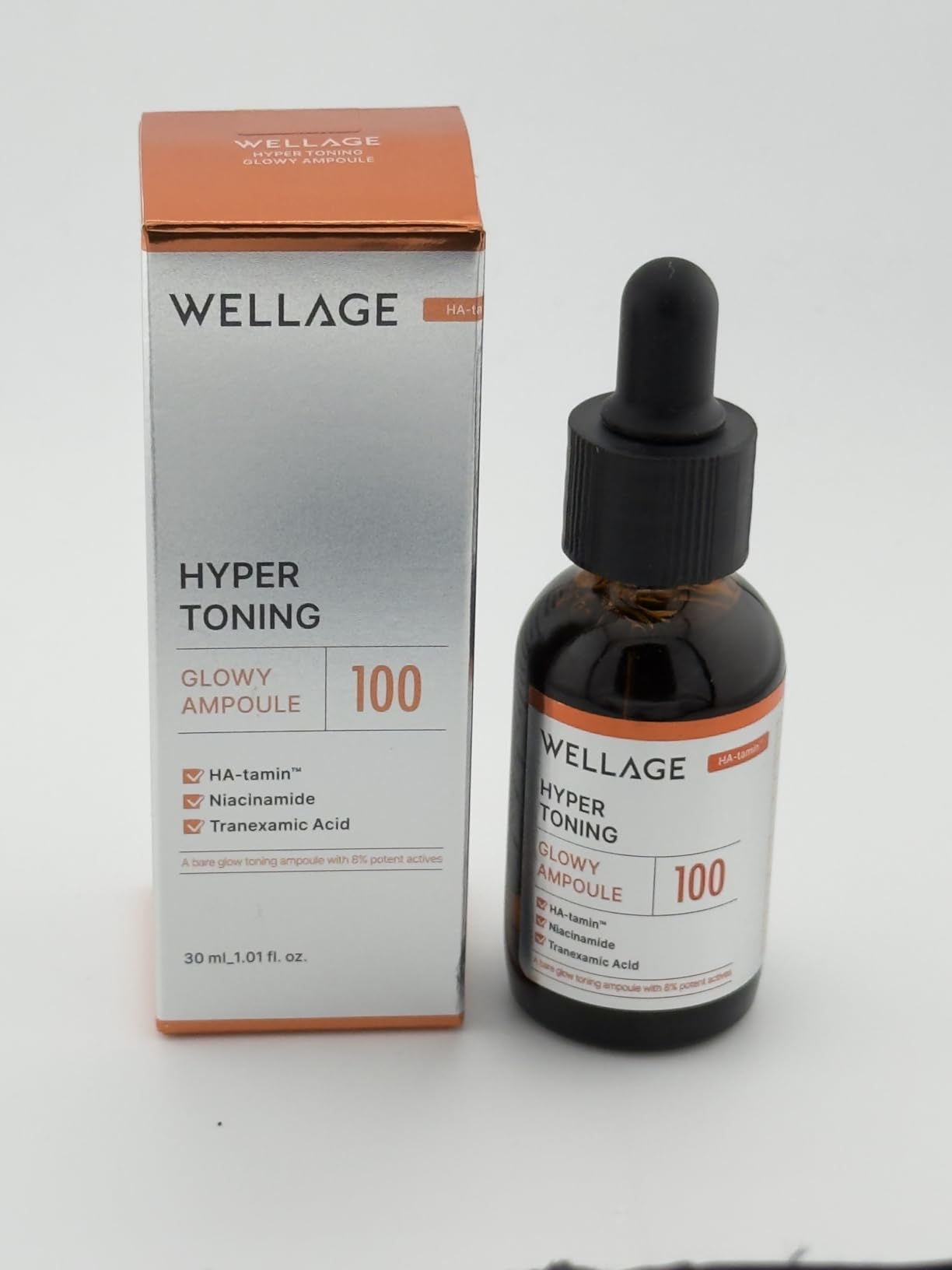 WELLAGE Hyper Toning Glowy Ampoule for face, korean skin care, glutathoine, vitamin c, spot correcting, blemishes skin, acne scars, tone up skin, 1.01 fl.oz