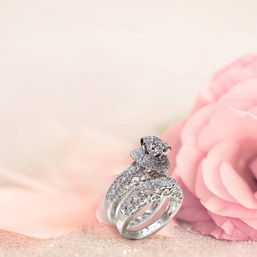 シルバー925 ブライダルセットリング 大粒ラウンドカットクリア