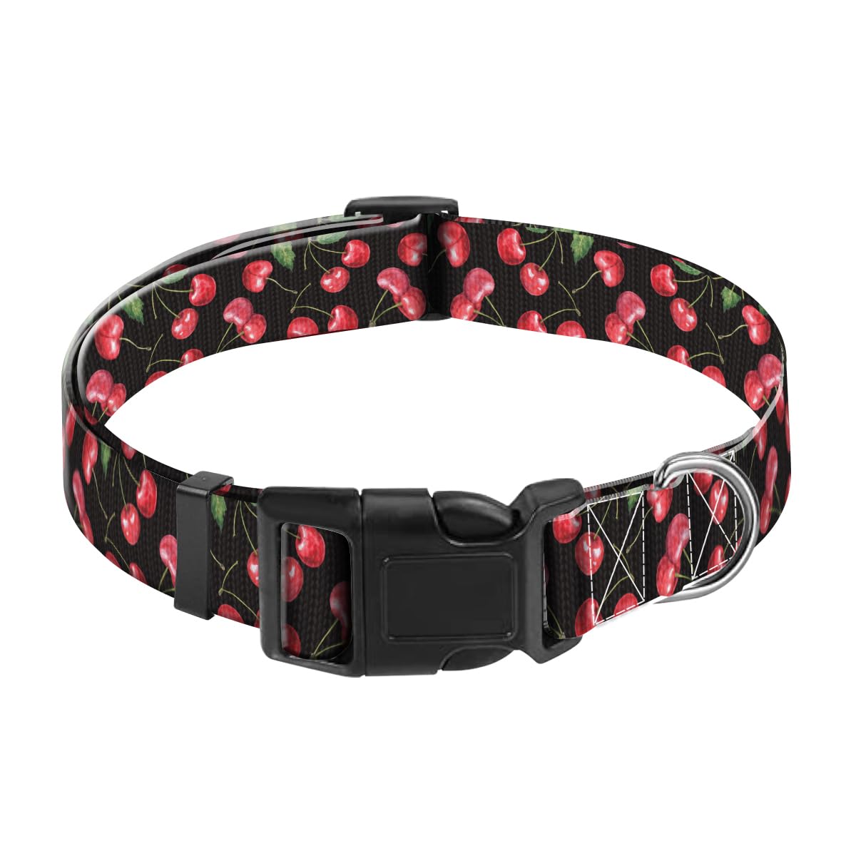 JYCardPKT Dog Collar, Adjustable Funny Pet Collar with Quick Release Durable Buckle, Cute Collars for Medium Large Dogs, Cherry Berry Watercolor
