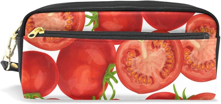 Amazon Luyisi 筆箱 トマト柄 おしゃれ ペンケース 高校生 女子 大容量 革 子供 機能的 プレゼント用 ペンケース 文房具 オフィス用品