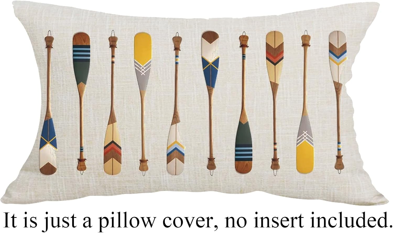 Watercolor Yellow Brown Oar Paddle Summer Decorative Lumbar Pillowcase Throw Pillow Cover Case Chair Sofa Bed Home Decoration Cotton Linen Rectangular 12 x 20 Inches (Pack of 2)