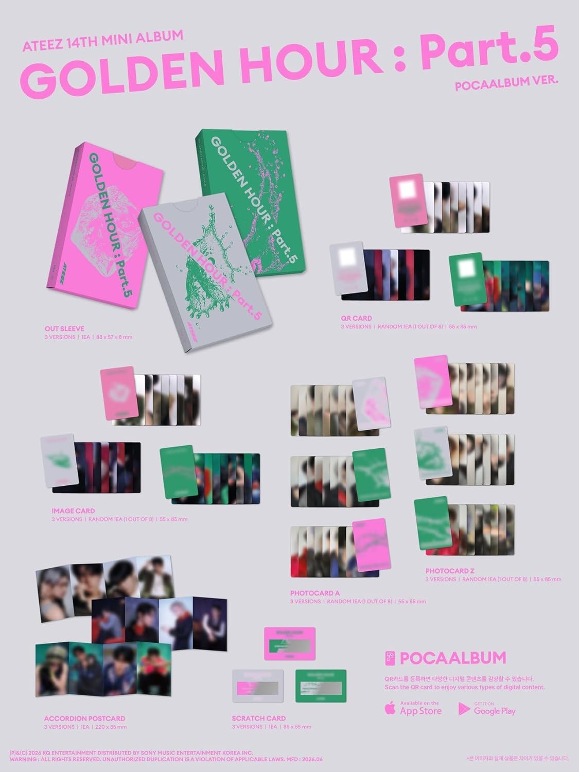 A'TEEZ 14th Mini Album Golden Hour Part 5 POCAALBUM Version QR Album