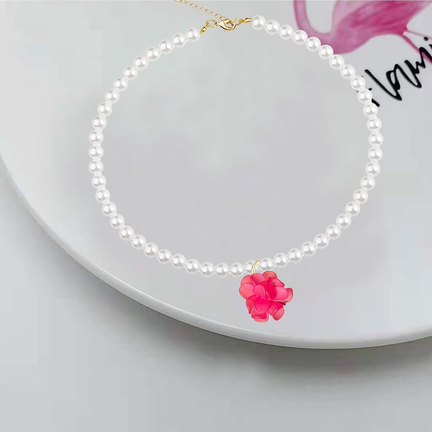 Flower Pearl Collar Necklace Floral Flowers Statement Summer Beach Chokers Necklaces for Women