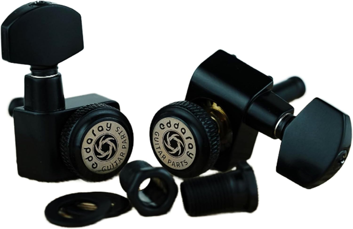 6 In-line Guitar Locking Tuners, 1:18 Gear Ratio Lock String Tuning Key Pegs Machine Heads Replacement, Black