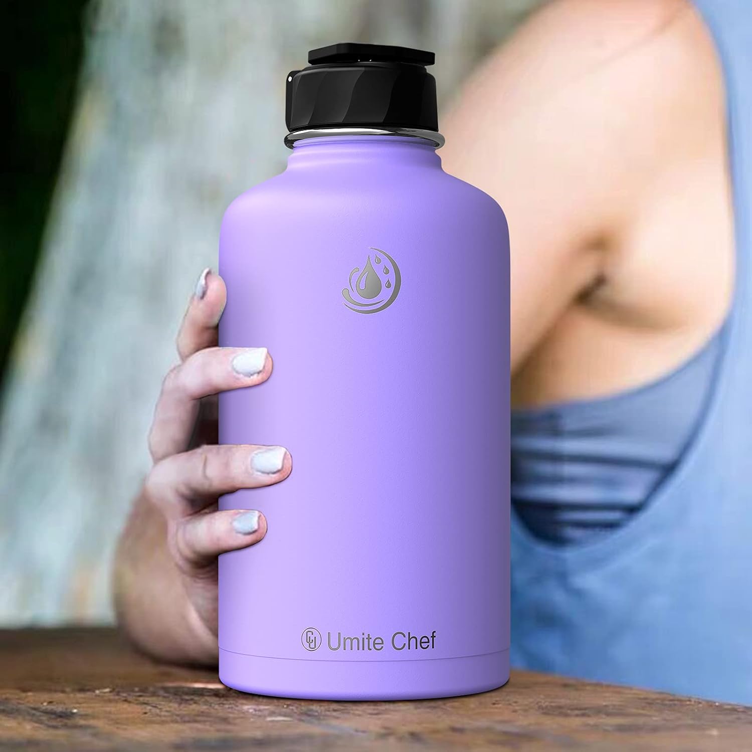 Umite Chef Water Bottle, Vacuum Insulated Wide Mouth Stainless-Steel Sports 18-87OZ Water Bottle with New Wide Handle Straw Lid ,Hot Cold, Double Walled Thermo Mug : Home & Kitchen