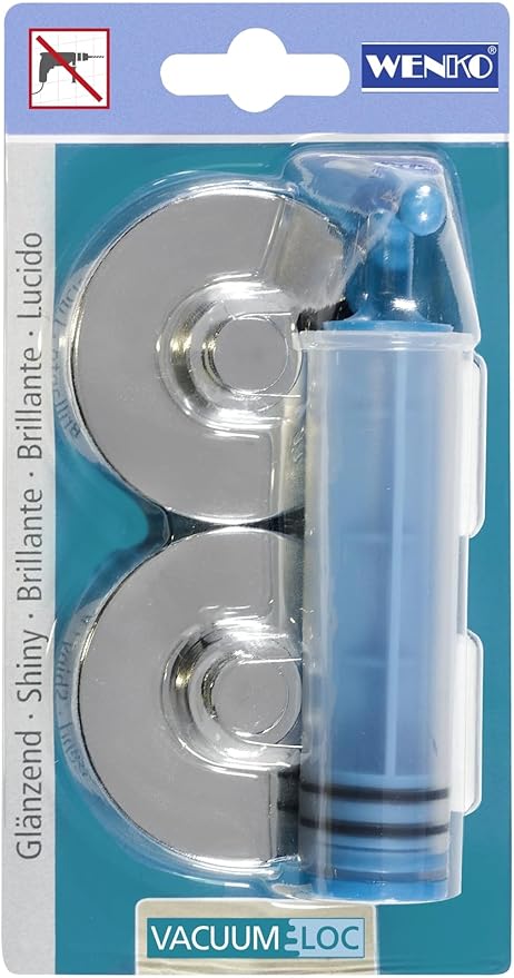 WENKO Super Loc Suction Hook Set Of 2 Towel Rail Bathroom No Drilling Required - View #12