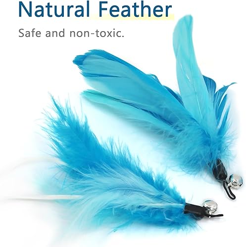 Miniatura 10 de SONGWAY Varita de juguetes de plumas para gatos, 7 juguetes interactivos para gatos de interior, juguete retráctil para gatos con 6 recambios de