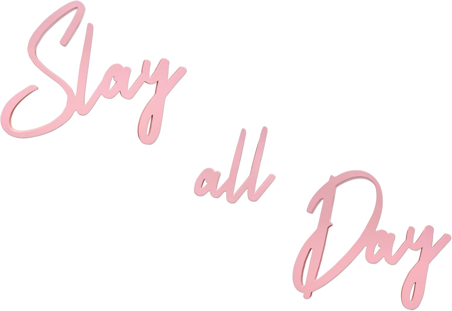 Slagindeco Full Color Lacquered Slay All Day Teen Girl Room Decor - 16.5 Inches x 7.1 Inches, Preppy & Aesthetic Decor for Girls' Rooms & Dorms (Pink)