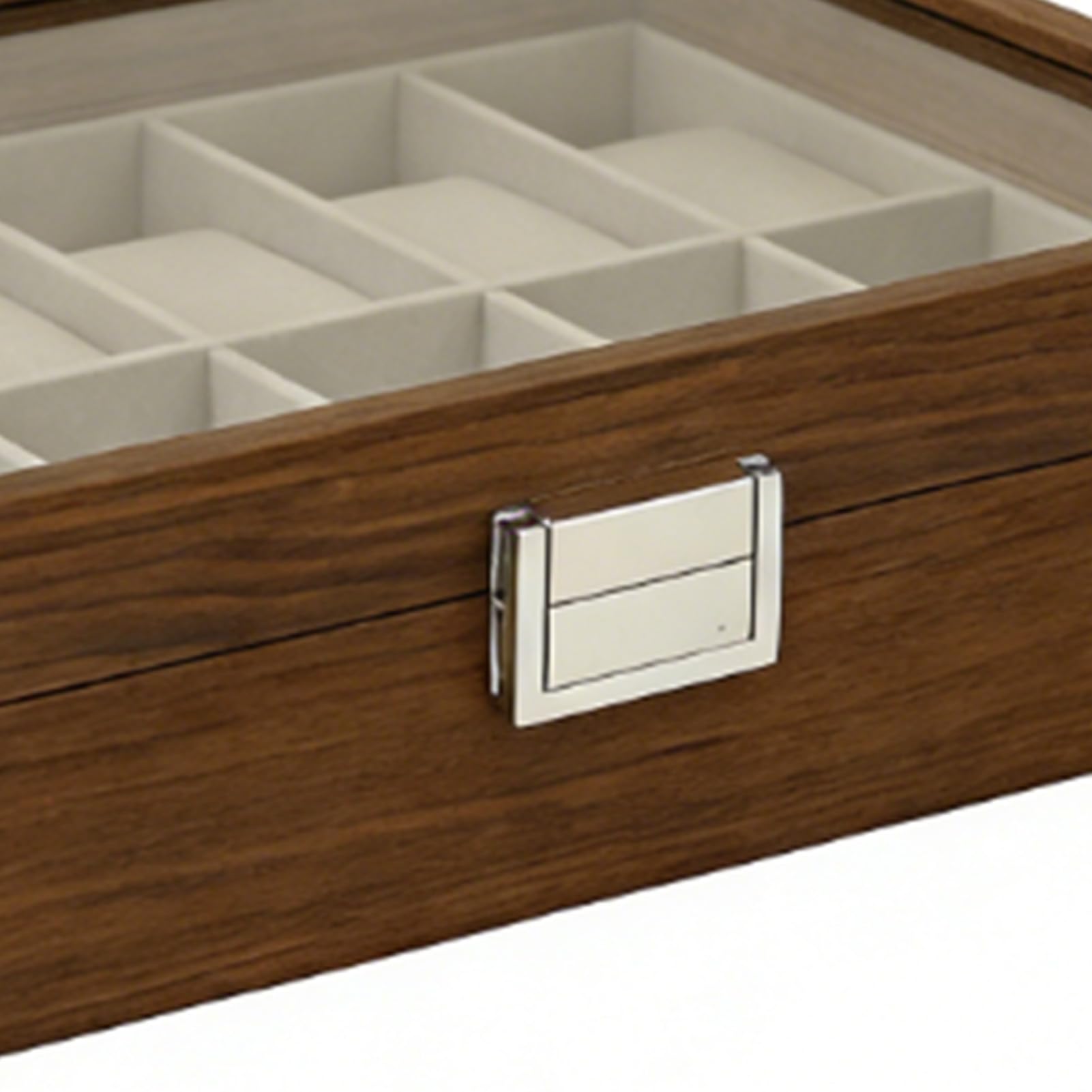 Fabater Scatola per Orologi, Coperchio in Vetro a 12 Scomparti, Pannello in MDF Rivestito in Velluto, Adatta per Vetrine per Orologi Meccanici Al Quarzo, Organizer per con Cuscino Rimovibile per,