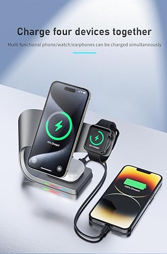 Miniatura 6 de Estación de carga inalámbrica 3 en 1 para iPhone 161514, AirPods y Apple Watch, soporte de cargador magnético rápido de 15 W con compatibilidad