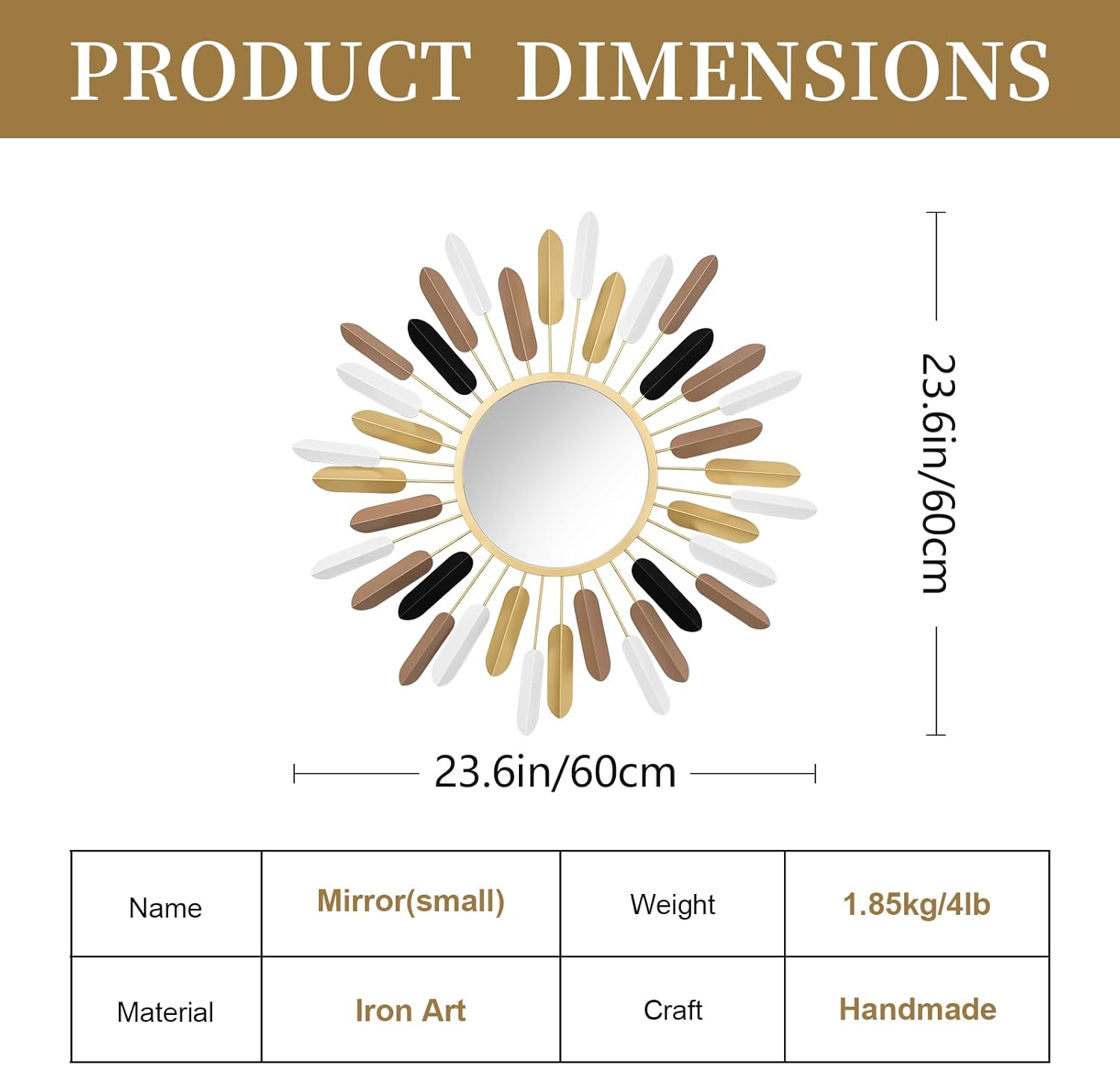 24" Boho Wall Mirror Flower Design,Luxury Decorative Rustic Farmhouse Mirrors for Living Room, Bathroom, Bedroom, and Entryway