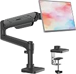 ETHU Dual Monitor Arm, Heavy Duty Gas Spring Monitor Mount with Height Adjustment & Tilt, VESA Desk Mount with Dual Installation Options for 17-38 inch Screens up to 26.4lbs, White