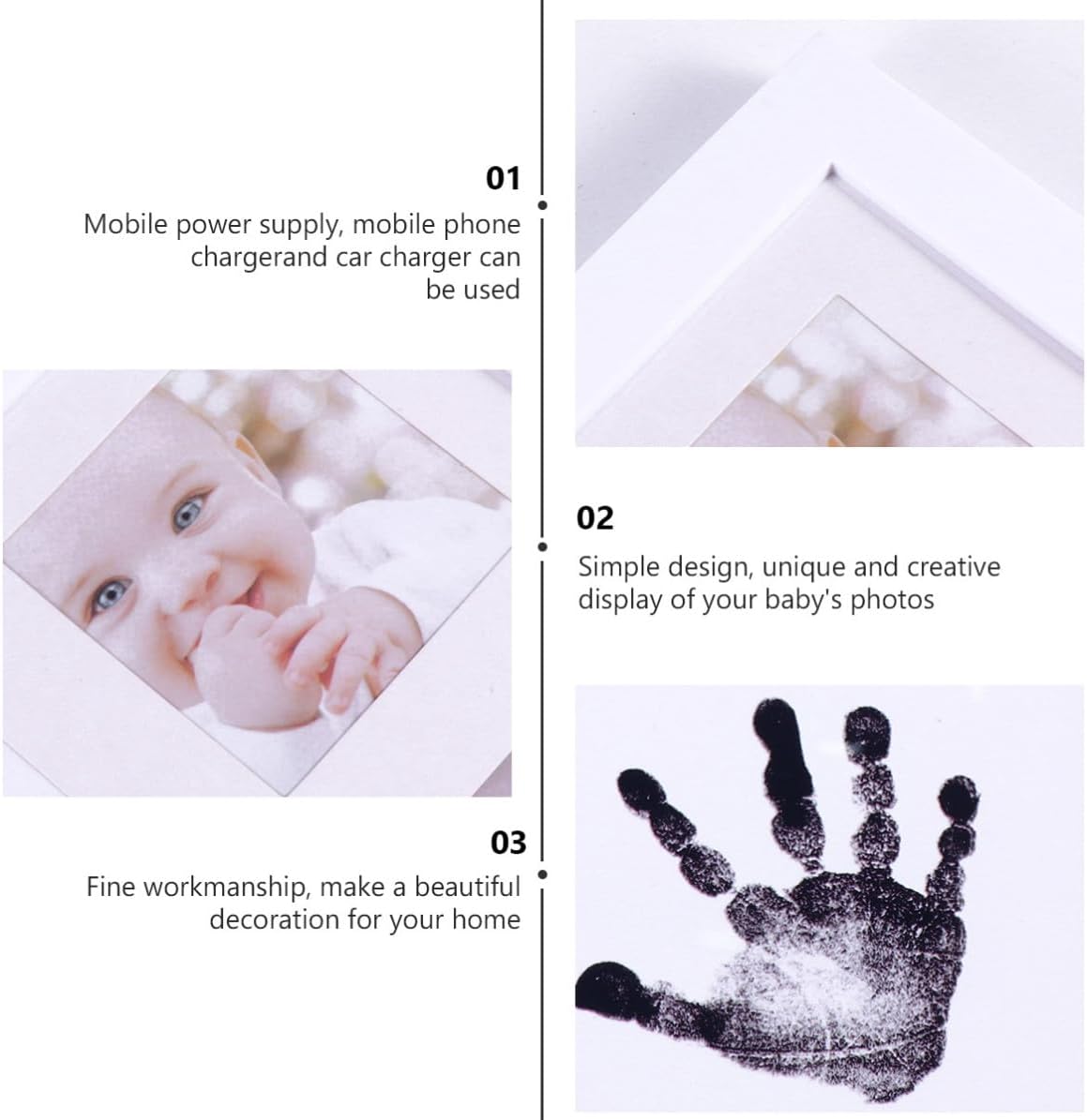 BESPORTBLE Creative Handprint Footprint Photo Frame for Nursery Wall Decor