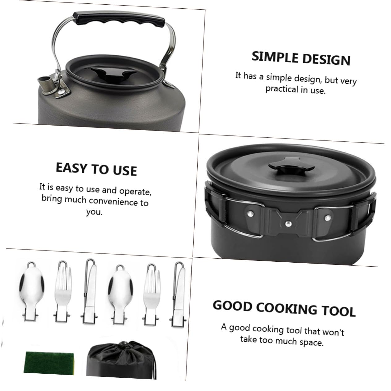 VICASKY Ustensiles Cuisine Camping Barbecue Réchaud Plat Vaisselle Ustensiles Randonnée