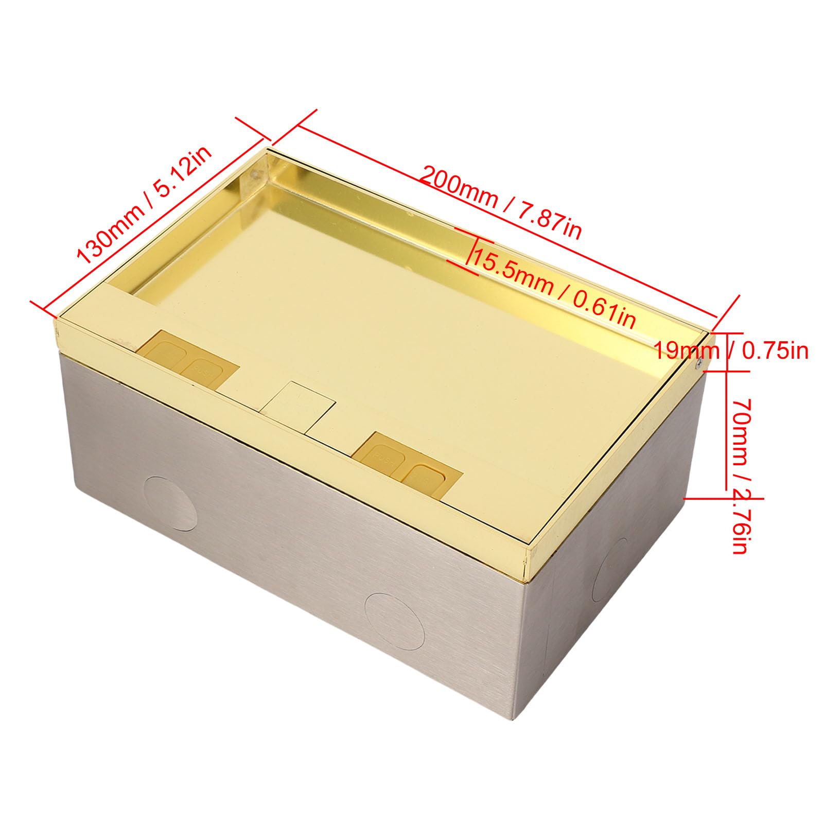 Generic Scatola di Derivazione da Incasso a Pavimento Ritardante L'infiammazione 3 Kit Presa Piatta a Due Fori per Poli 4KW per il Miglioramento Domestico Dorato