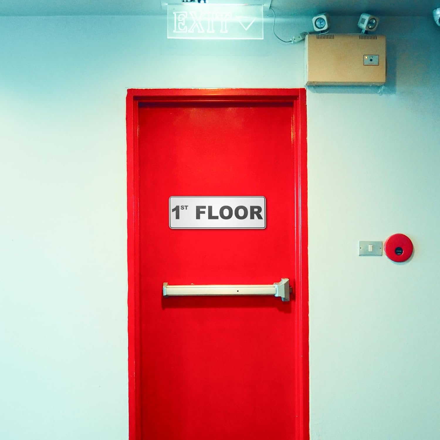Blulu 1st Floor Sign with Double Sided Tape Stainless Steel Floor Number Sign for Door 2.76 in x 7.87 in Durable Metal
