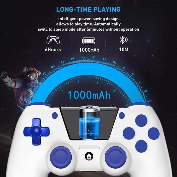 Wireless Controller for PS4, Joystick Controller for PS4/Slim/Pro/PC, Gamepad with Vibration, 3.5mm Audio Jack, Six-Axis Motion Control, Screenshot, Share Button, Touchpad - 3
