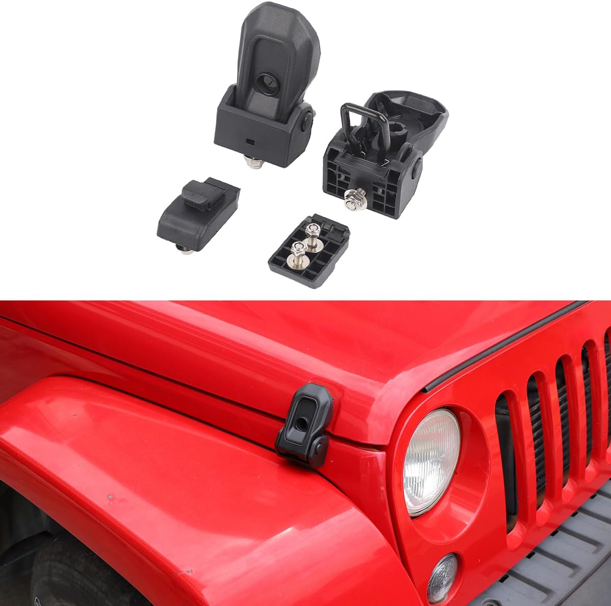 Locking Hood Latch, Hood Latch for Jeep Wrangler JK JKU 2007-2017, Anti-Theft Hood Pin Lock Catch Latches Car Accessories Original Replacement