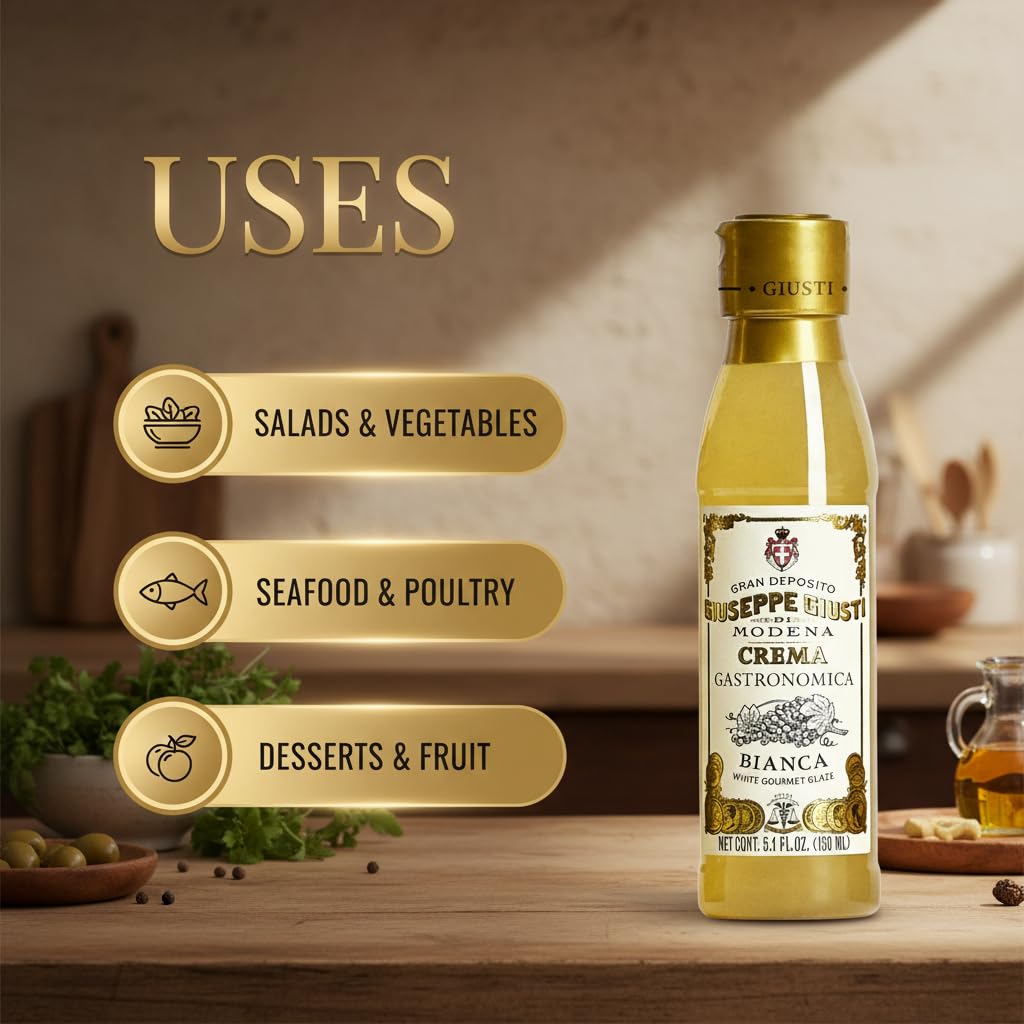 Giuseppe Giusti White Glaze Balsamic Vinegar BIANCA 150ml, Sweet Tangy Drizzle 2