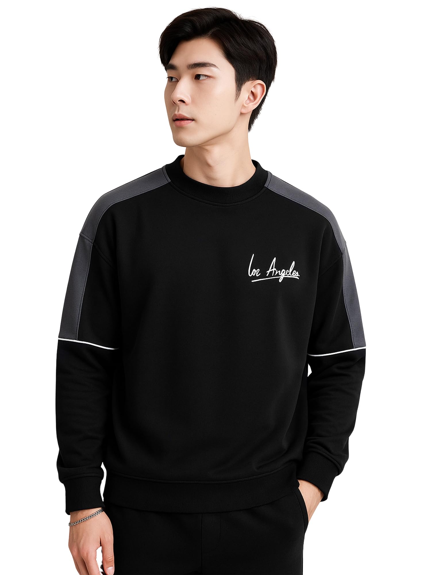 jump cuts || Mens || Color Block || Round Neck || Fleece || Full Sleeve || Half Zipper Sweatshirt-picture-26