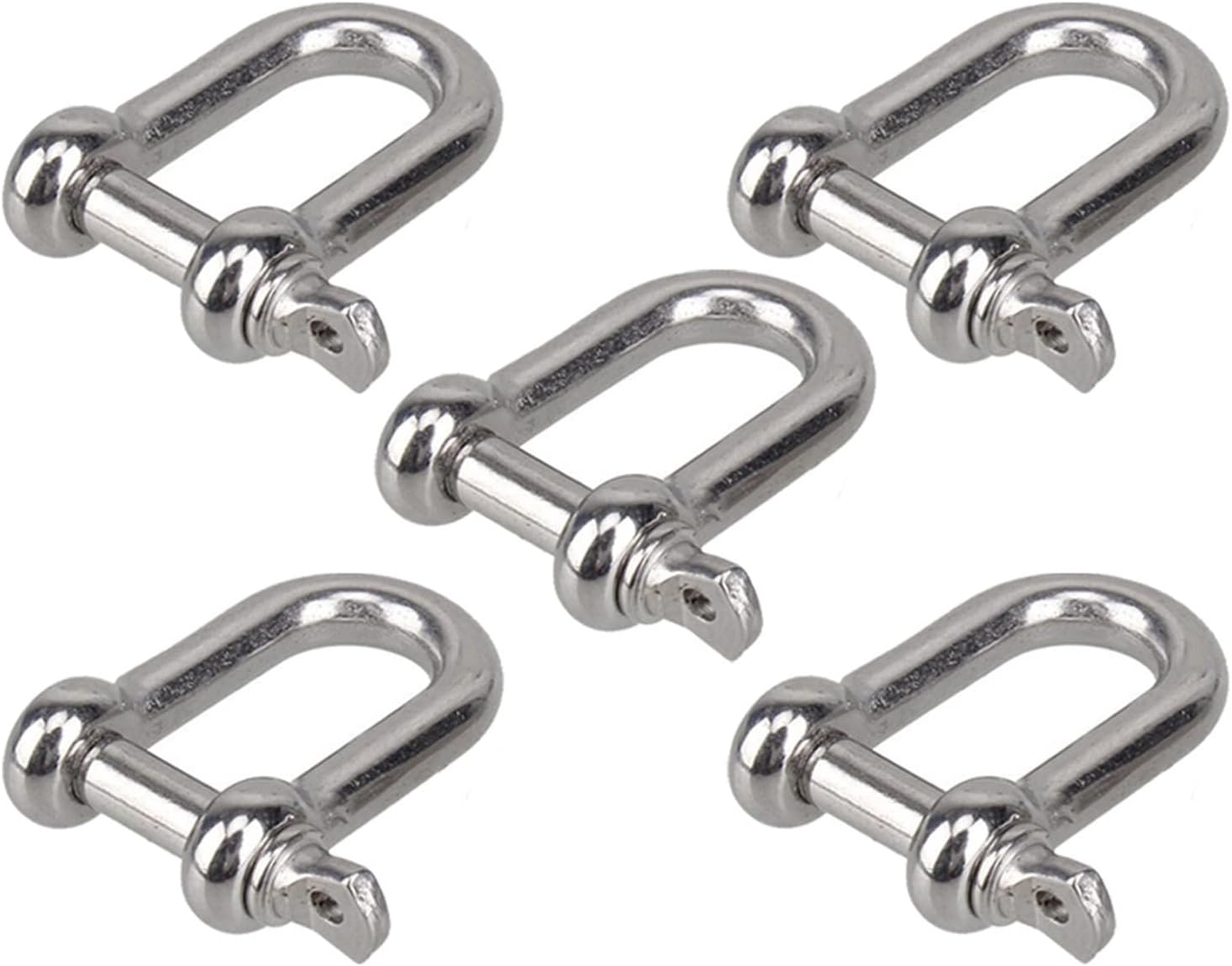 d Ring, Stainless Shackle,Small Shackle,M6 D Type Shackle Short Paragraph Rigging 304 Stainless Steel 1/4 Inch Shackle Hooks Boat Rigging Hardware(5pcs)