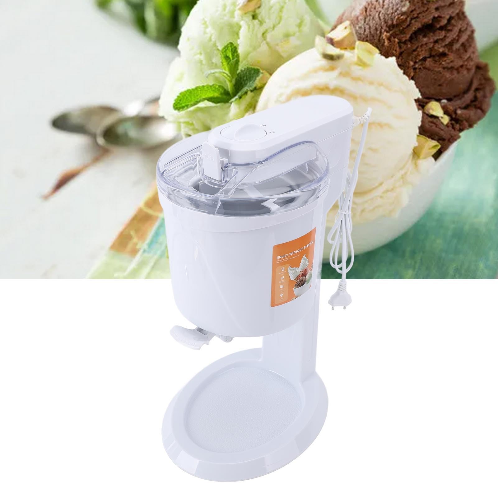 Asixxsix Máquina para hacer helados, granizados automáticos, silenciosos y fáciles de usar. Ideales para preparar helados, batidos, sorbetes, smoothies y más. (UE 220V)