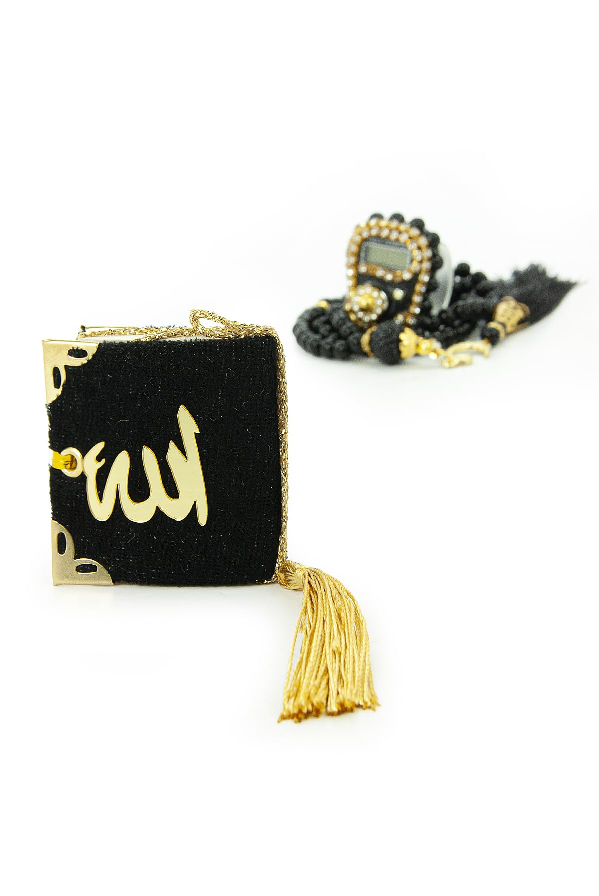 ihvan online Mini Velvet Quran Set including Islamic Finger Counter, Portable Digital Tasbeeh, Muslim Prayer Beads - Image 4