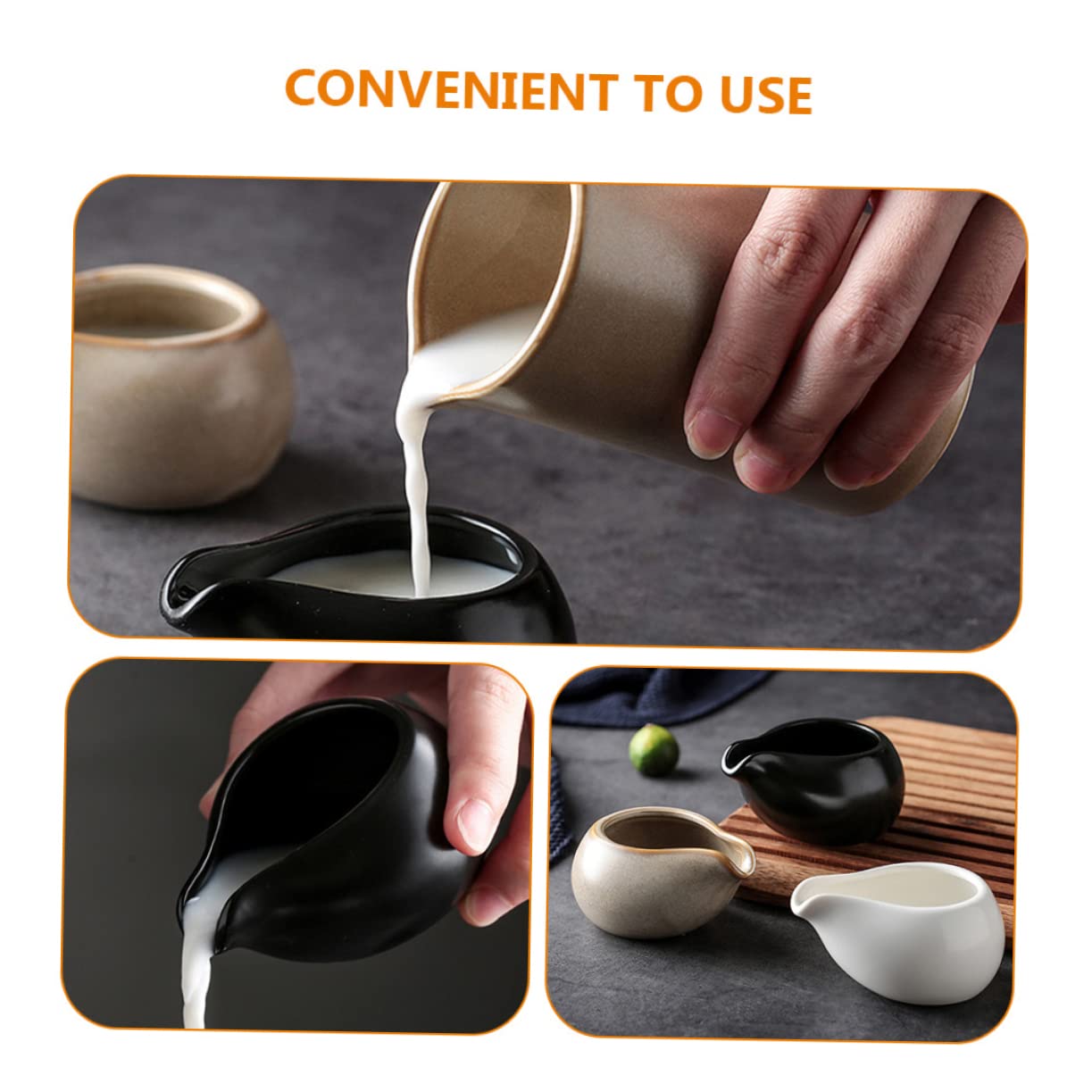 Cabilock Jarra de Leche de Cerámica Vintage 3 Piezas para Servir Crema Diseño Único Adecuado para Servicio de Café y Té en Exteriores