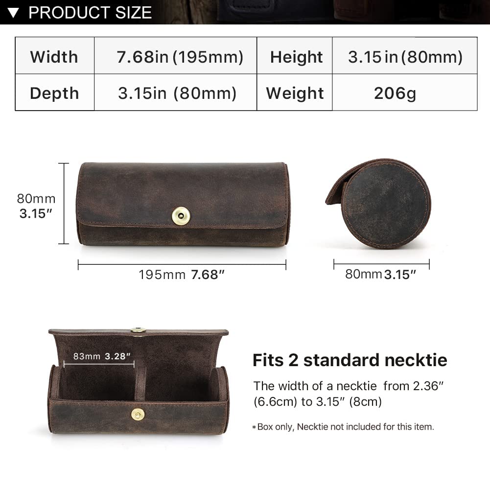 Cravatta Organizzatore Holder in Vera Pelle Fatto Portatile per 2 Cravatte, Caso di Conservazione Rotolo per Uomo