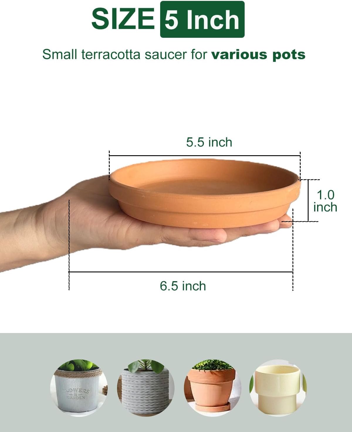 5.5 Inch Terracotta Plant Saucer - 6 Pcs Small Terra Cotta Saucer for Indoor & Outdoor Plants, Plant Drip Trays Perfect for 4 Inch 4.5 Inch Flower Pots