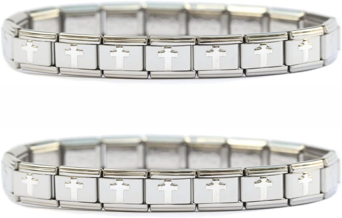 NewCharms Set of 2 Italian Charm Starter Bracelets (18 links for standard size and 9 links for superlinks)