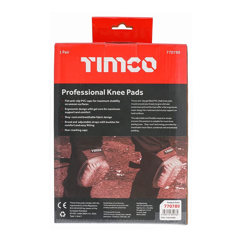 TIMco 770789 - Ginocchiere professionali in gel antiscivolo, taglia unica