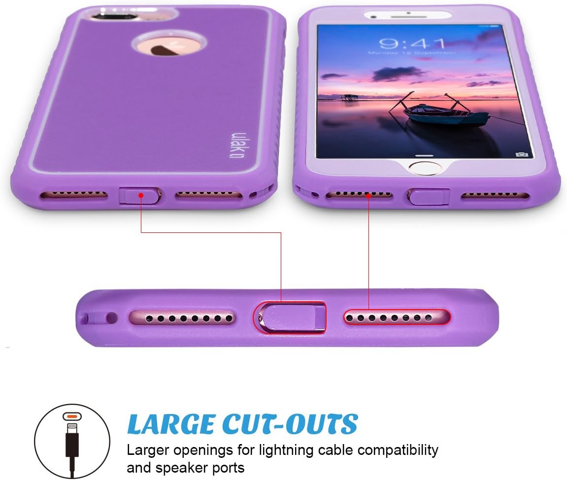 ULAK iPhone 7 Plus Case, Shockproof Flexible TPU Bumper Case Front and Back Protection, Durable Anti-Slip Slim Lightweight Protective Phone Cover for iPhone 7 Plus 5.5 inch, Purple