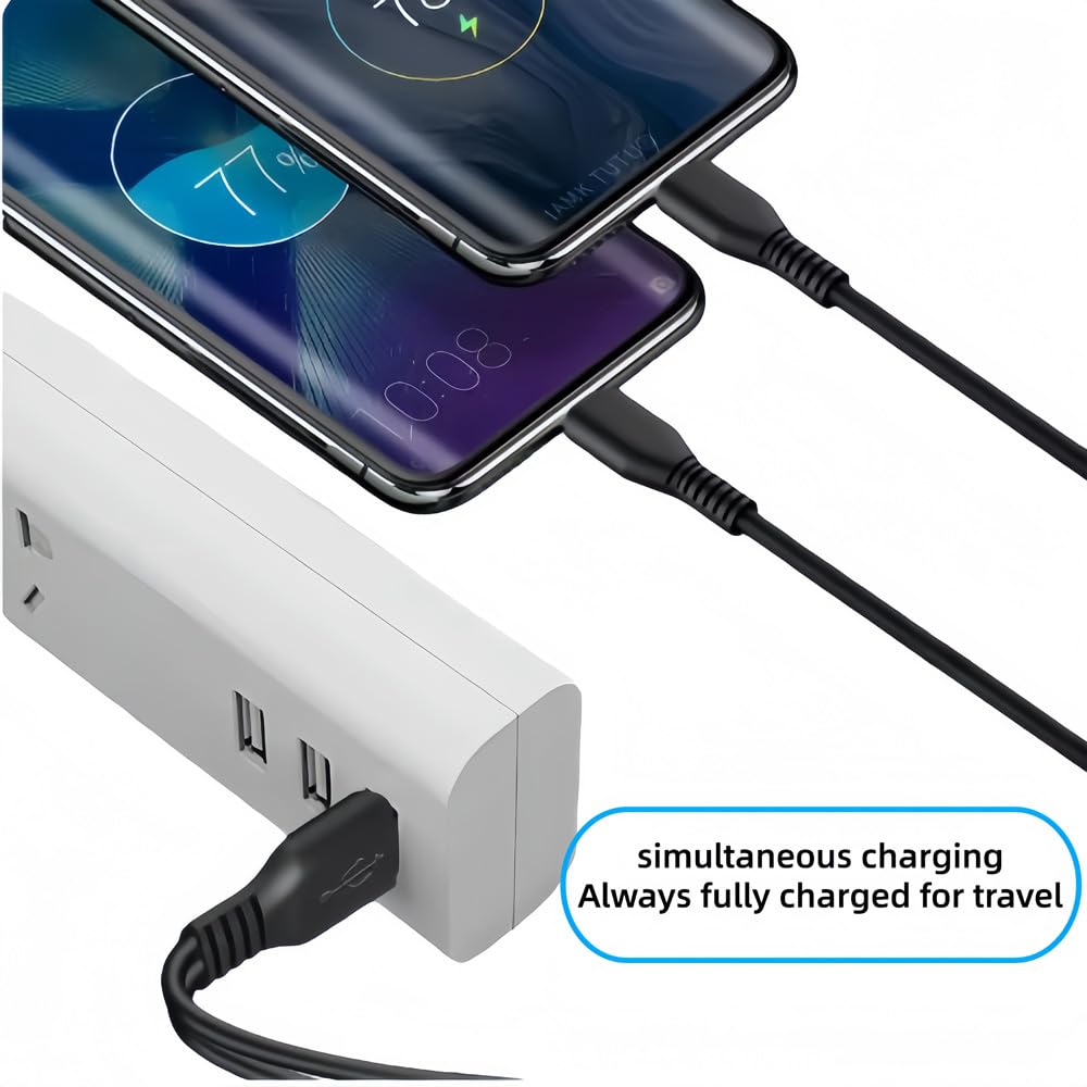 Cable divisor USB C dual, cable de carga USB A a doble tipo C 2 en 1, extensión de dos puertos de 3 pies para múltiples dispositivos de carga simultánea