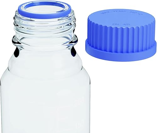 Vista 17 de Botellas de vidrio de almacenamiento de 16.9 fl oz, 2 botellas redondas de almacenamiento de medios, botellas de vidrio de borosilicato, botellas