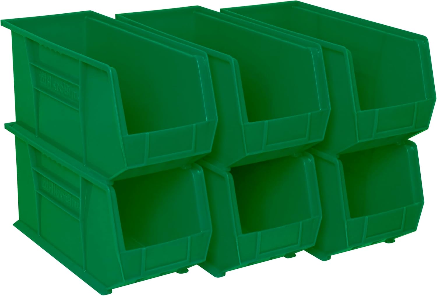 Akro-Mils 30265 AkroBins Plastic Storage Bins, Space-Saving Stackable Bins for Garage, Pantry, Craft Organization, 18-Inch x 8.25-Inch x 9-Inch, Green, 6-Pack