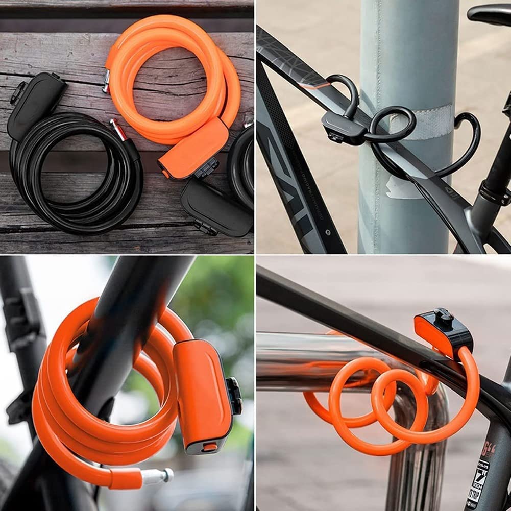 Lucchetto per Bicicletta con Impronta Digitale, antifurto, Impermeabile, con Cavo in Acciaio Inossidabile, Senza Chiave, per Bicicletta (Nero 120 cm)