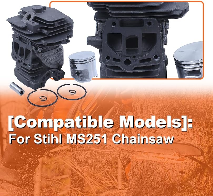 Miniatura 4 de Kit de sello de aceite de sintonización de pistón de cilindro de 1.732 in para motosierra Stihl MS251 1143 1207 EE. UU., cilindro, pistón, pasador,
