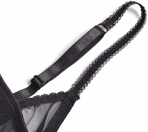 Miniatura 4 de YANDW Bralette transparente sexy transparente sin forro de malla de encaje sin relleno ultra fino
