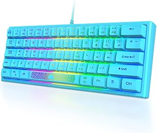 Ajazz K61 60% Percent Keyboard,RGB Backlit Compact Mechanical Feeling Gaming Keyboard with 19 Anti-Ghosting Keys Quiet Membrane USB Cable for Windows Laptop PC Mac.