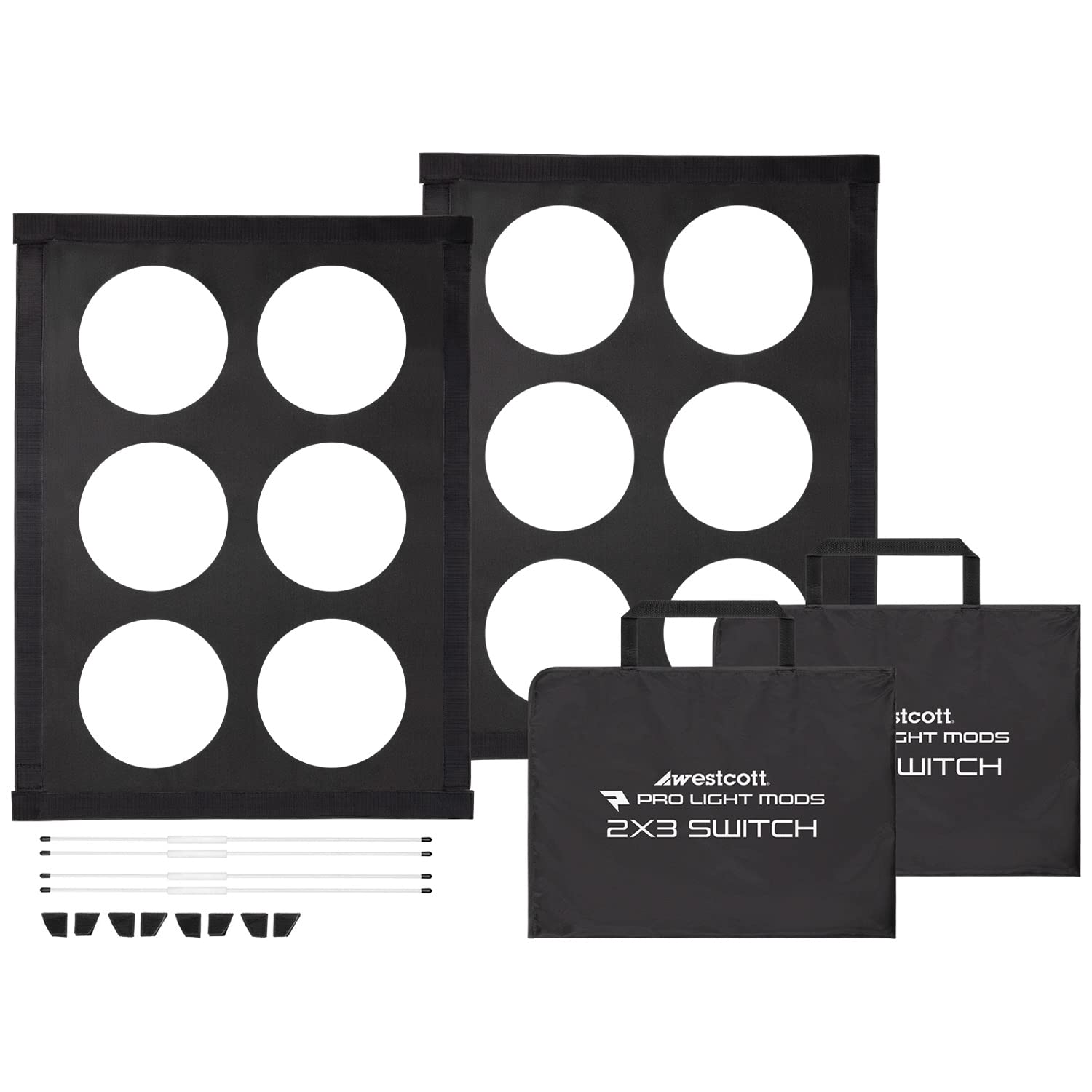 Westcott Pro Light Mods (2-Pack) - Quick Softbox Attachment Simulating Stadium Lights, Stage Lighting Prop, Fashion Lighting - Rapid Box Switch 2 x 3