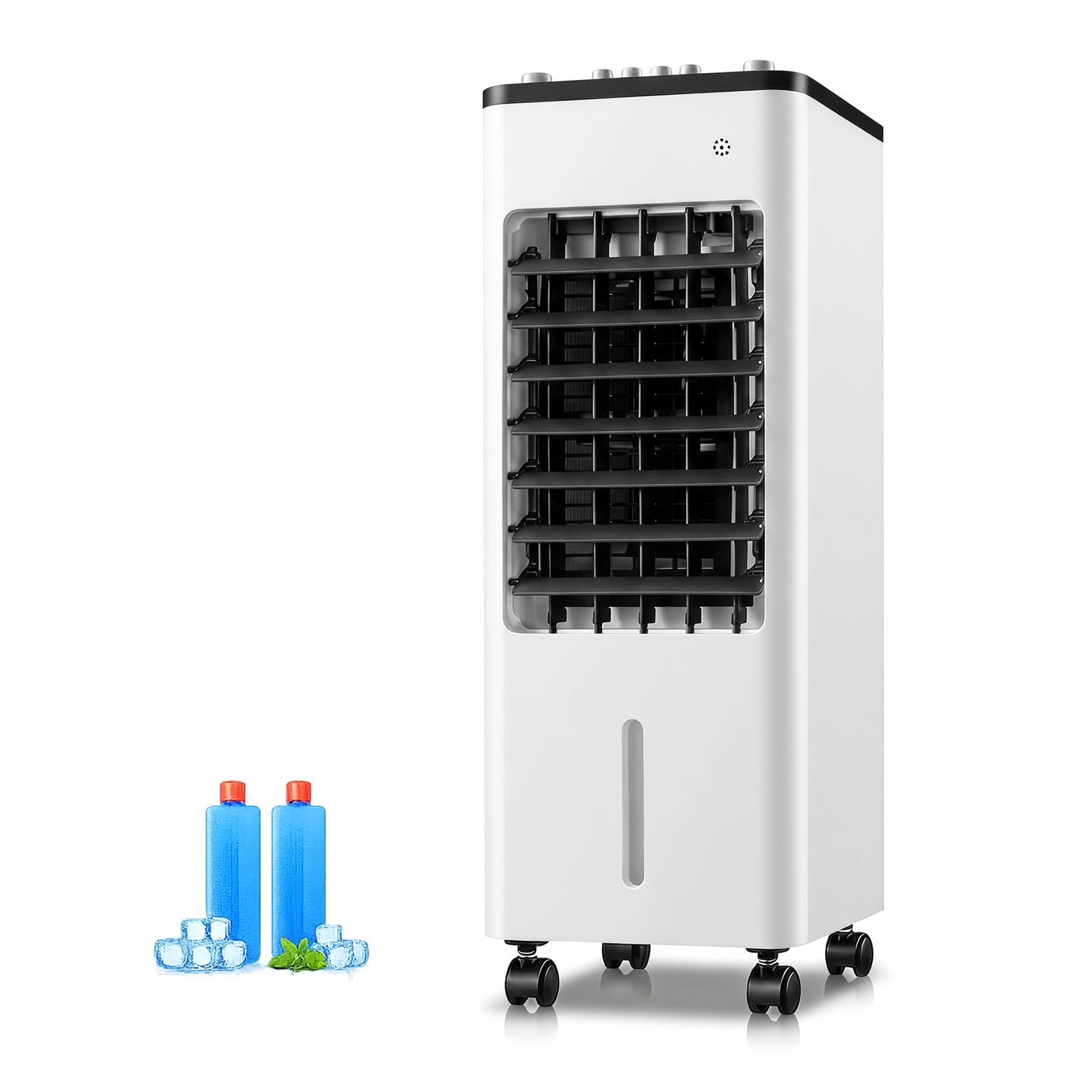 MESCXTY Evaporative Air Cooler, 9L Portable Swamp Windowless Conditioners, 3 Speed Settings, 15H Timer, 90° Swing with 2 Ice Crystals | Black