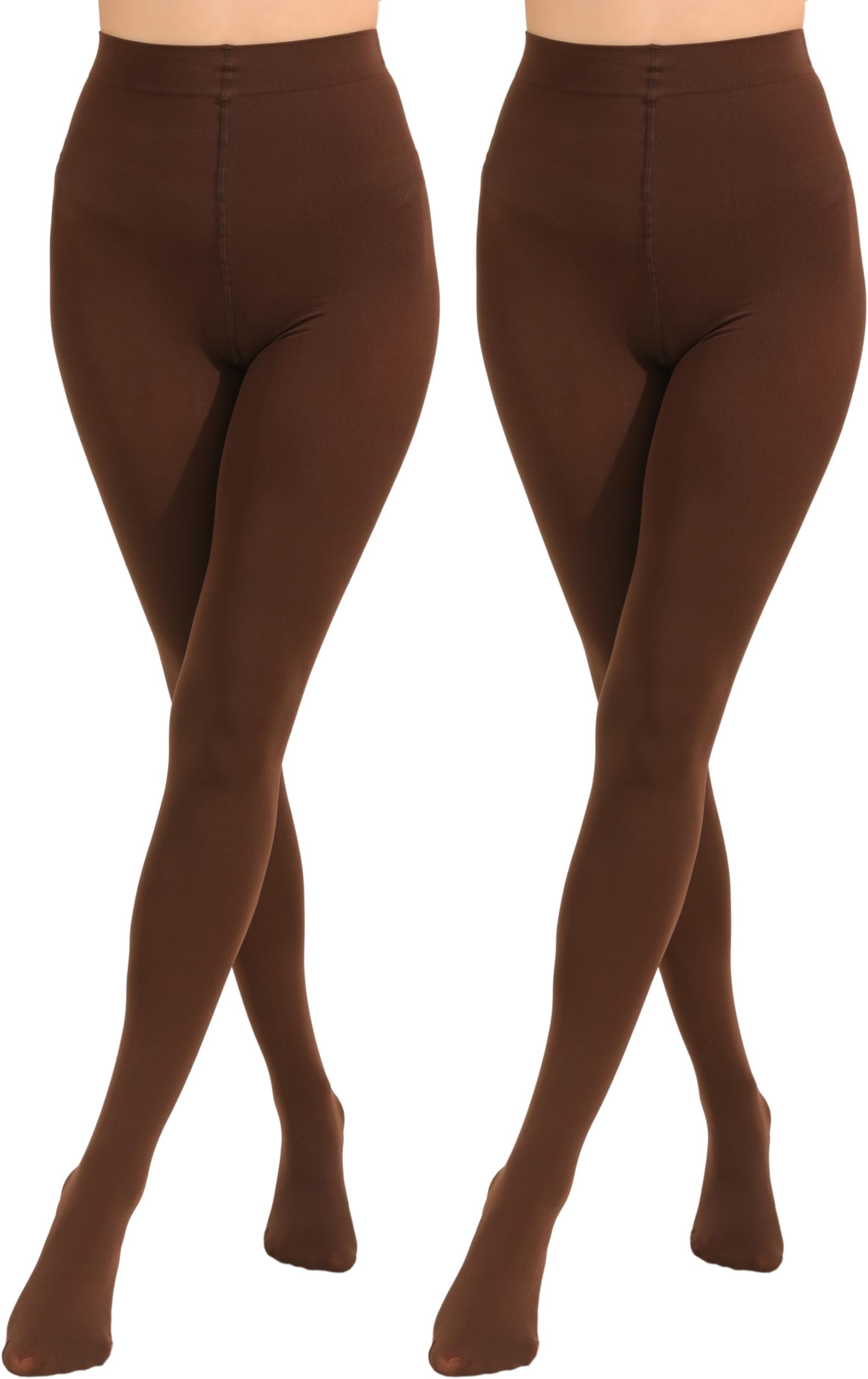 2 Pairs Women's Solid Color Tights 80D, Soft Opaque Microfiber Tights