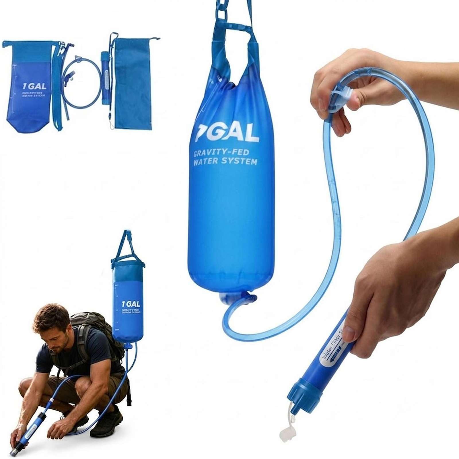 Survival Water Filter,Lightweight Gravity Camping Water Filter Straw